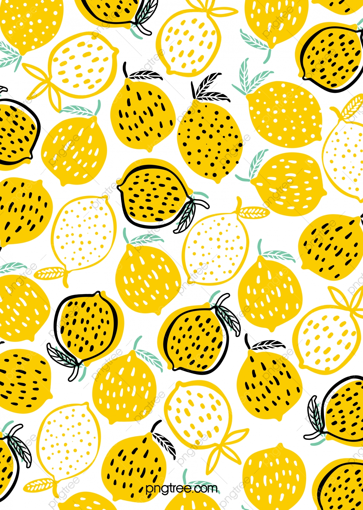 Yellow Hand Painted Summer Fruit Lemon Illustration Combination Wallpaper Background, Hand Painted, Lemon, Fruit Background Image for Free Download