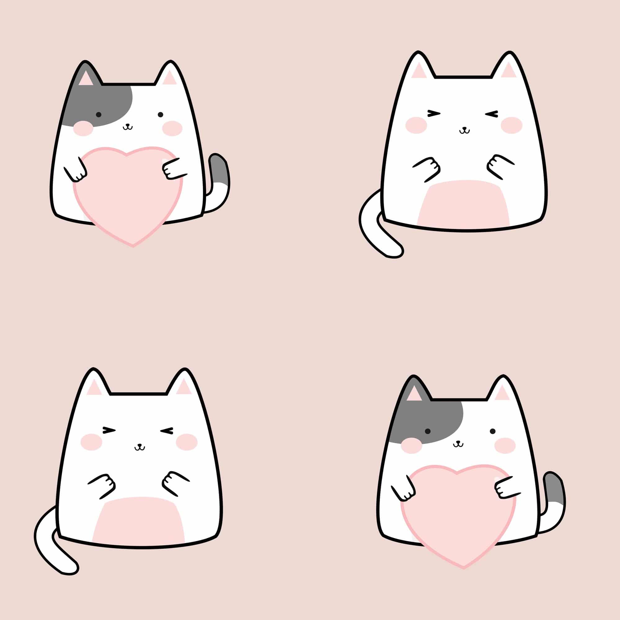 Pink Kawaii Cat Wallpaper And Stick Or Non Pasted