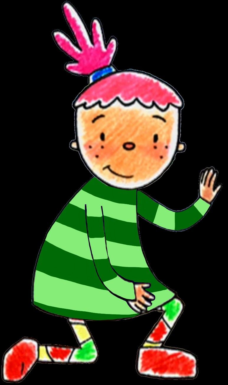 Pinky Dinky Doo Kneeling Down In Her Green Striped Shirt