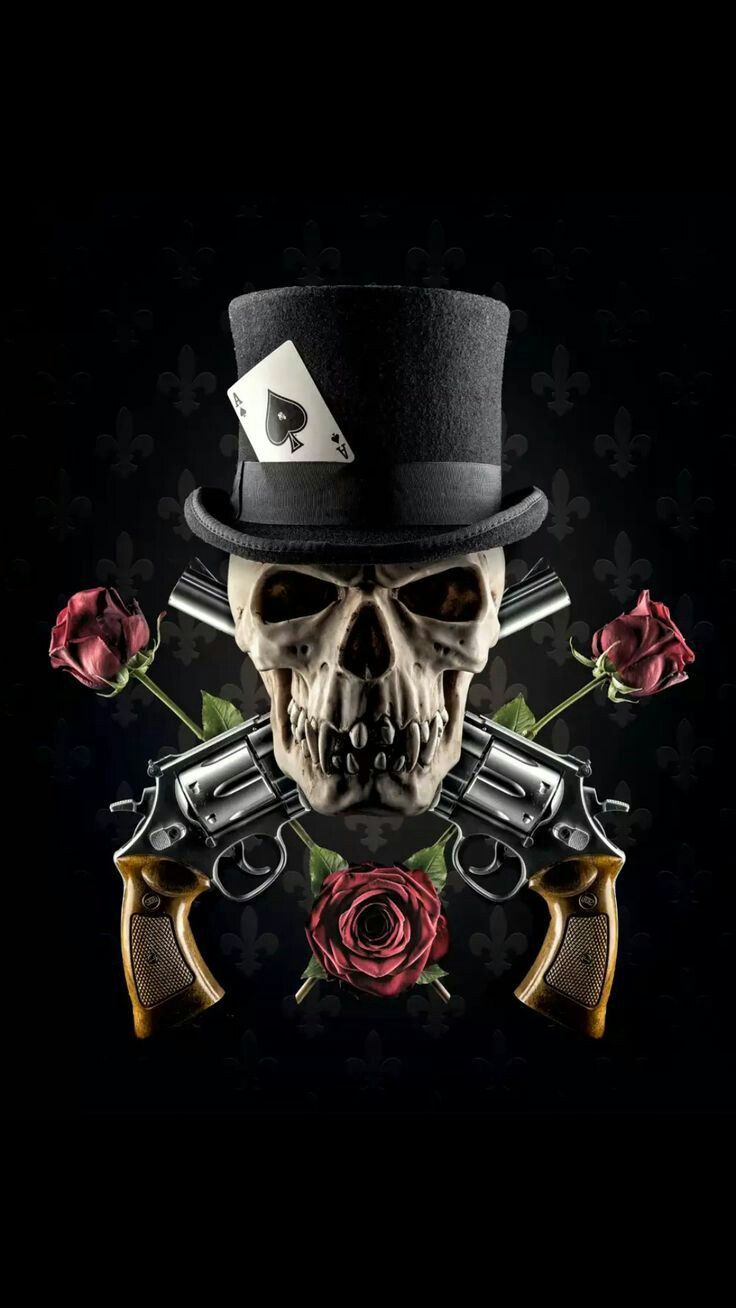 Wallpaper. Skull wallpaper, Guns and roses, Skull art