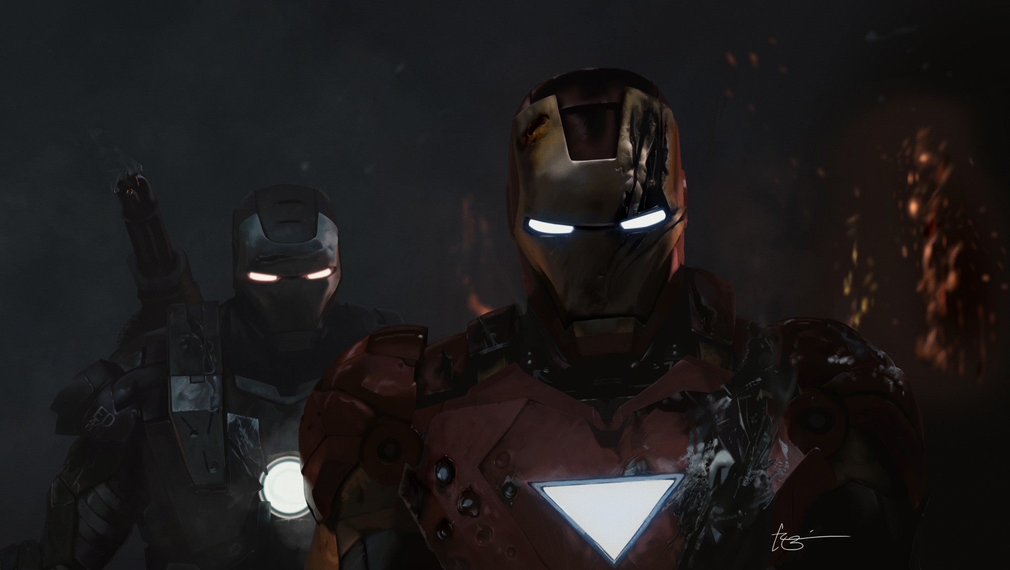 Iron Man Dark Glowing Eyes Movies Armour Marvel Cinematic Universe Wallpaper:2000x1129