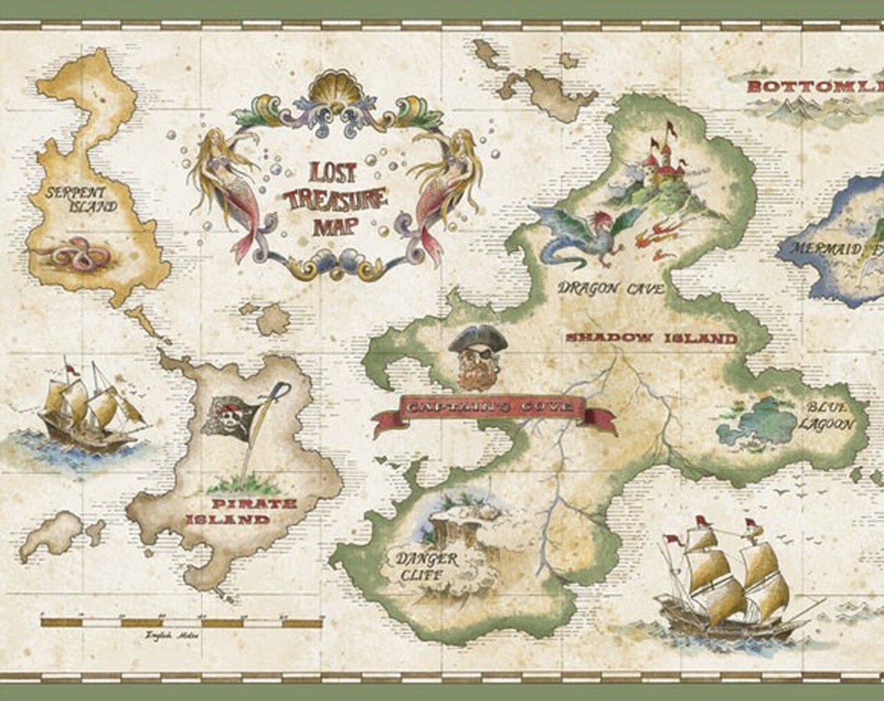 Treasure Map Pirate Wallpaper Murals
