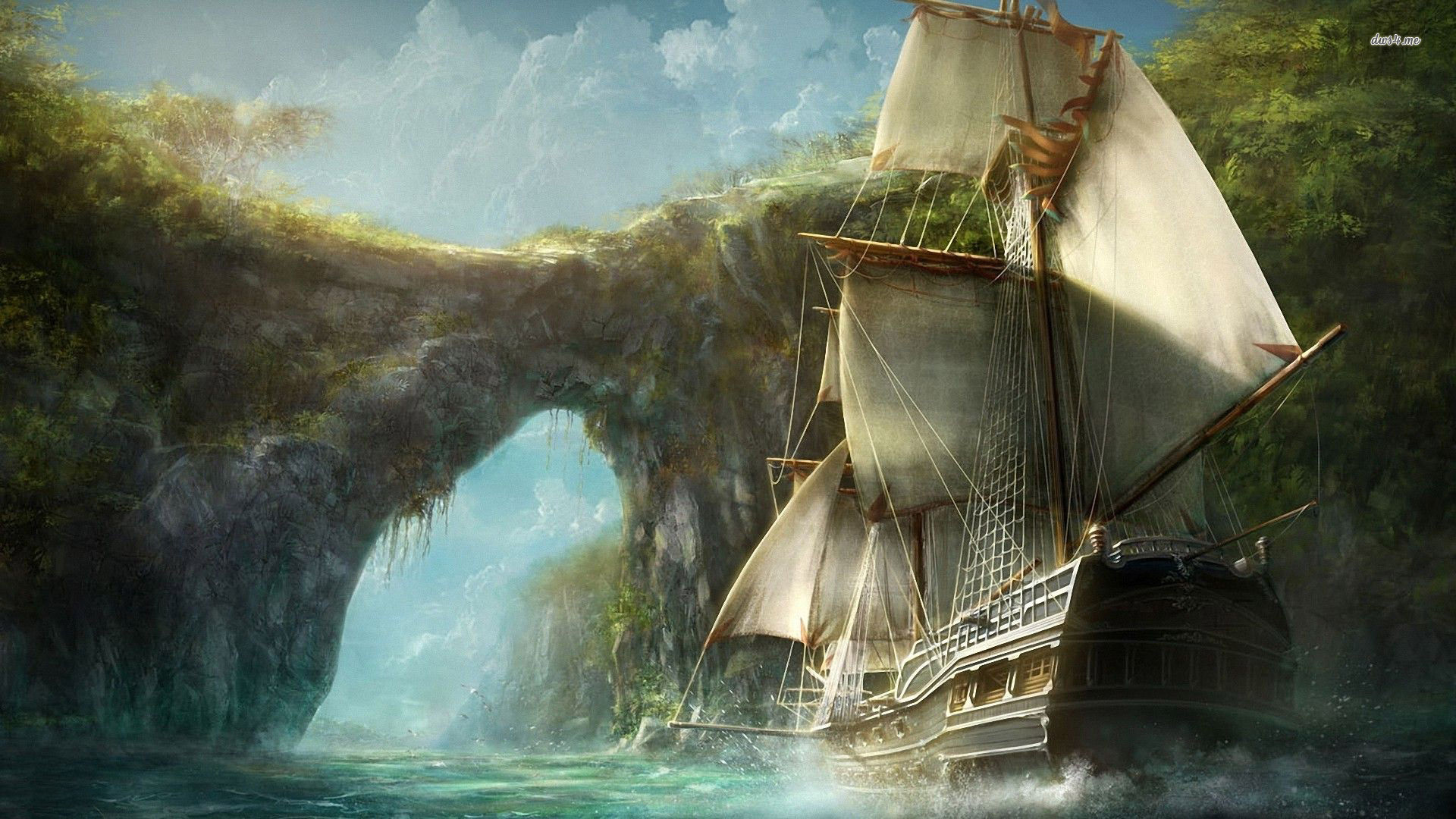 Framed Print Pirate Ship Sailing the High Seas to Treasure Island Picture Art