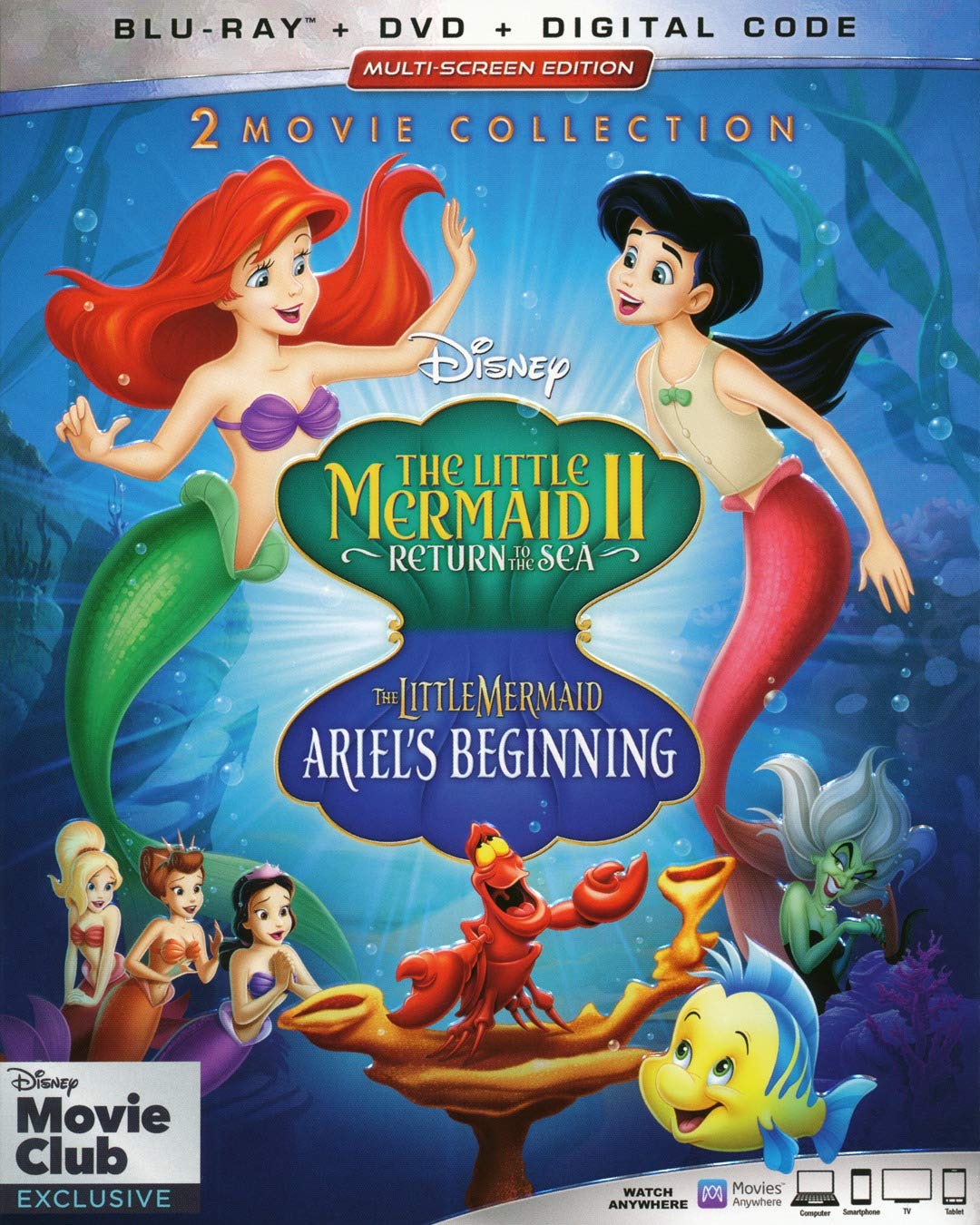 The Little Mermaid II: Return To The Sea / The Little Mermaid: Ariel's Beginning [Blu Ray + DVD + Digital HD], Movies & TV
