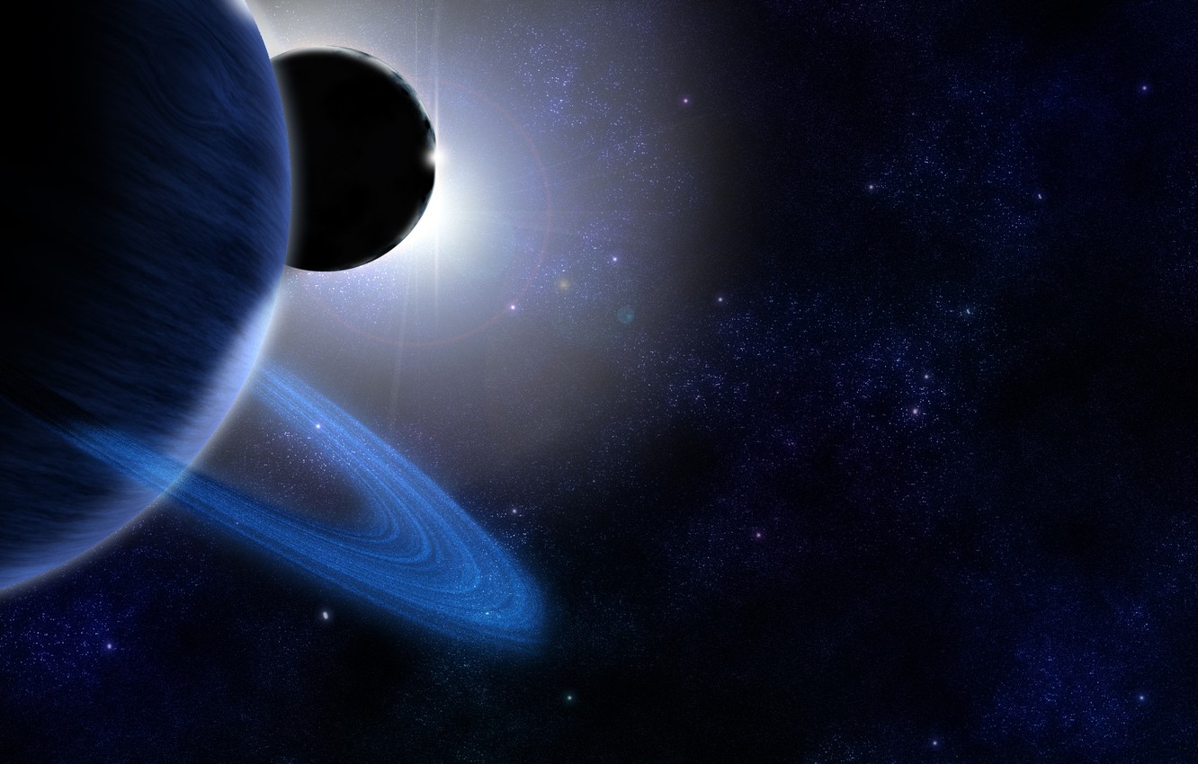 Wallpaper dark, glow, ring, planet image for desktop, section космос