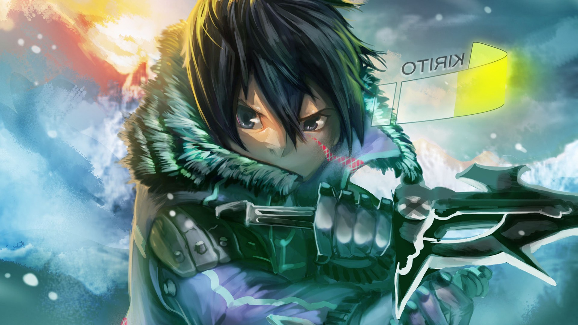 Alicia Rue, Black Eyes, Gray Eyes, Orange Eyes, Orange Hair, Brunette, Dark Hair, Blue Hair, Anime, Sword Art Online, Sword, Kirigaya Kazuto