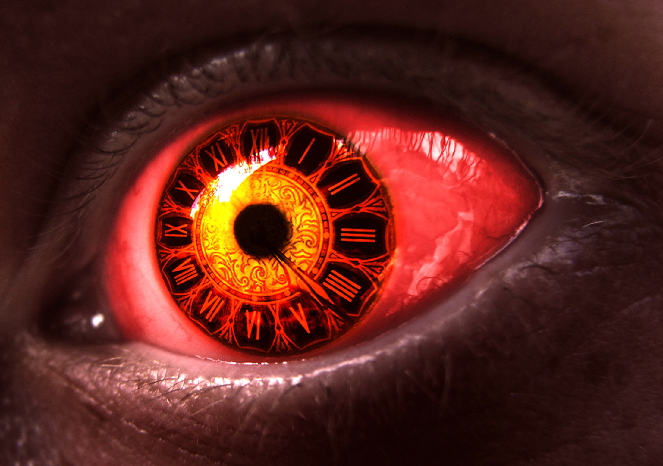 Clocks Digital Art Closeup Spooky Eyes
