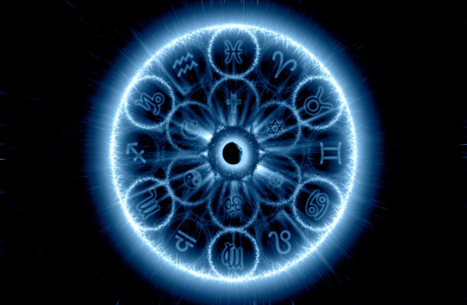 astrology wallpaper, blue, fractal art, circle, electric blue, organism