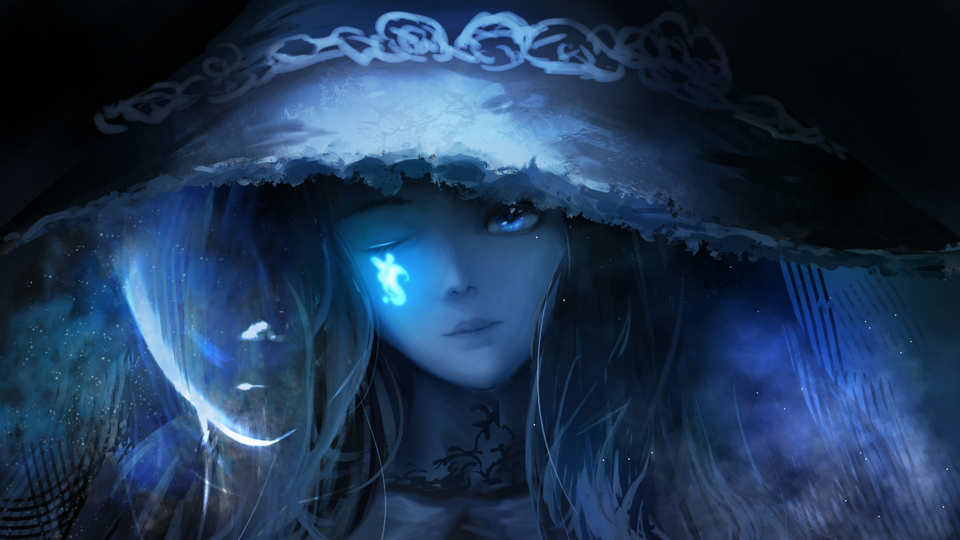 Wallpaper witch, in the dark, black magic, magical look, Elden