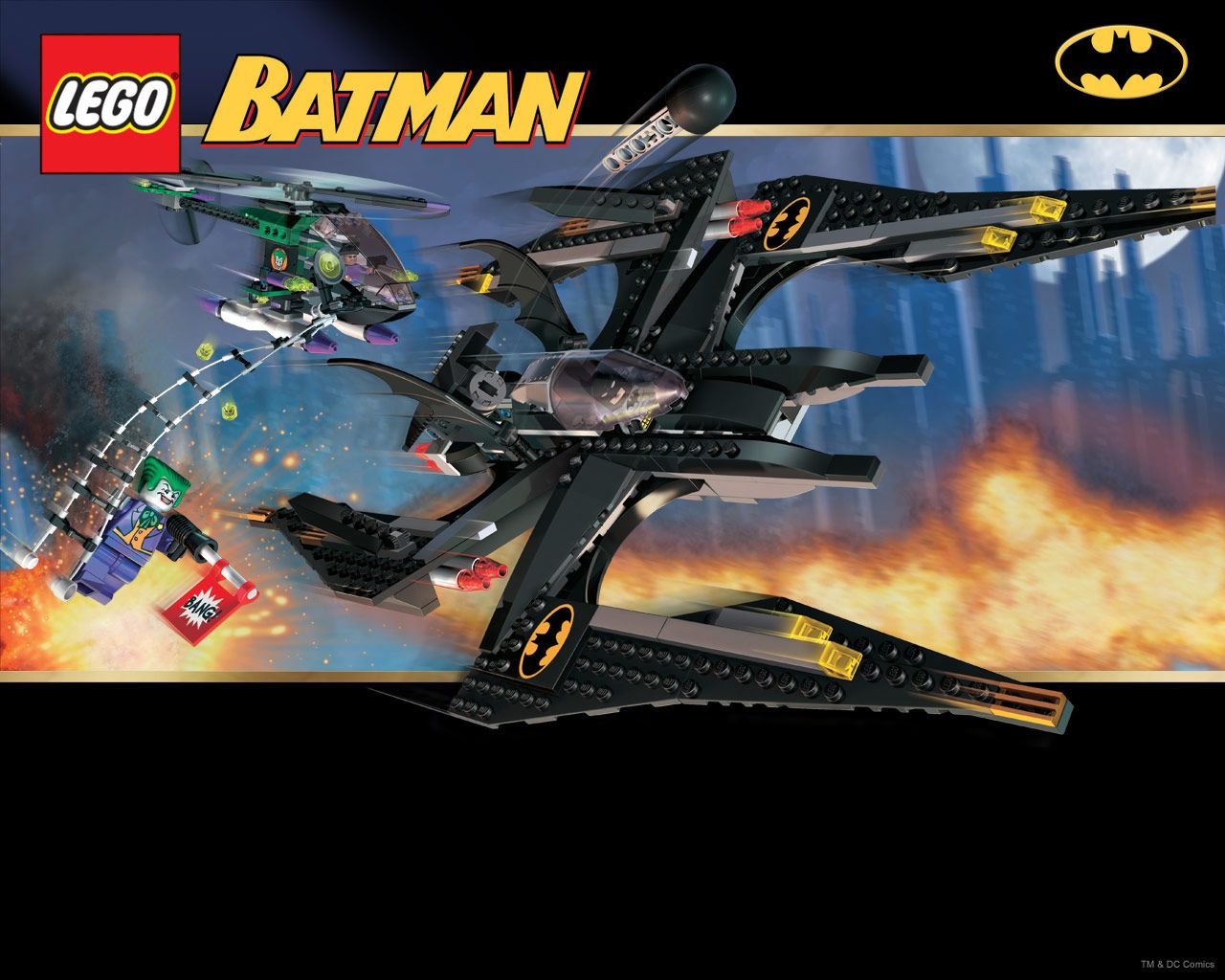 Batwing w/ Joker Helicopter. Lego batman, Lego, Batman