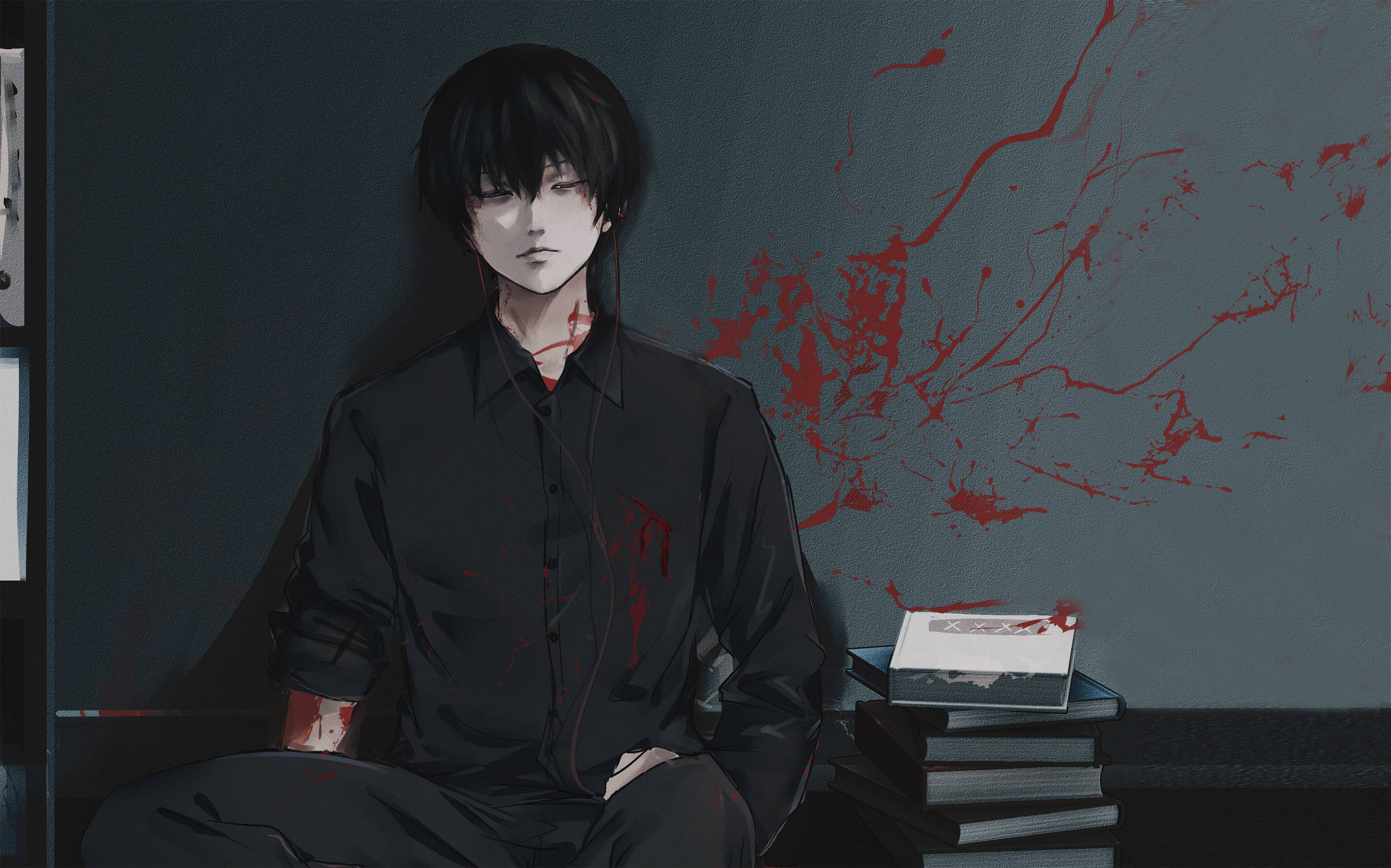 Wallpaper ken kaneki, tokyo ghoul, anime, dark desktop wallpaper, hd image,  picture, background, fed51a