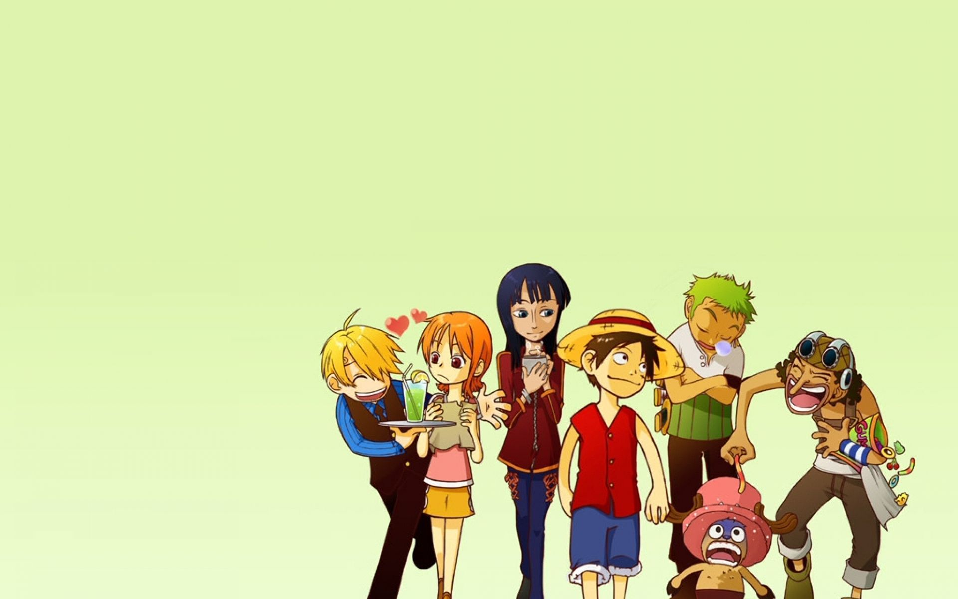 One Piece Crew Luffy, Sanji, Nami, Robin, Zoro, Chopper and Usopp Wallpaper. One piece crew, Manga anime one piece, One piece image