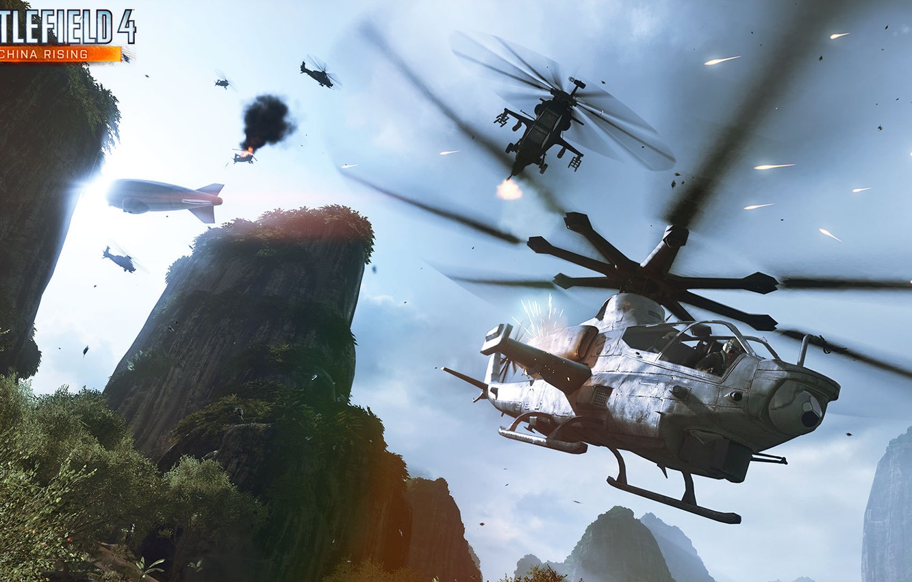 Wallpaper rocks, Battlefield China Rising.helicopter, air superiority image for desktop, section игры