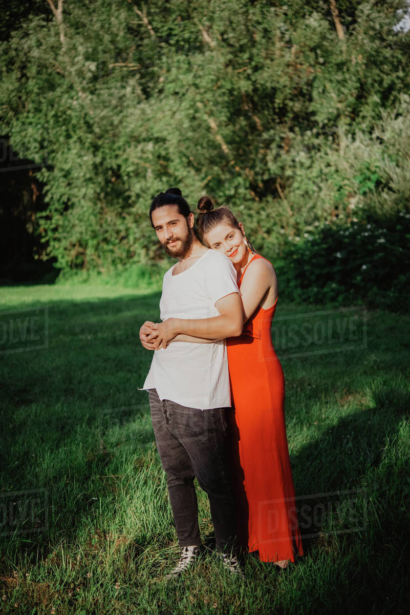 Loving couple in garden