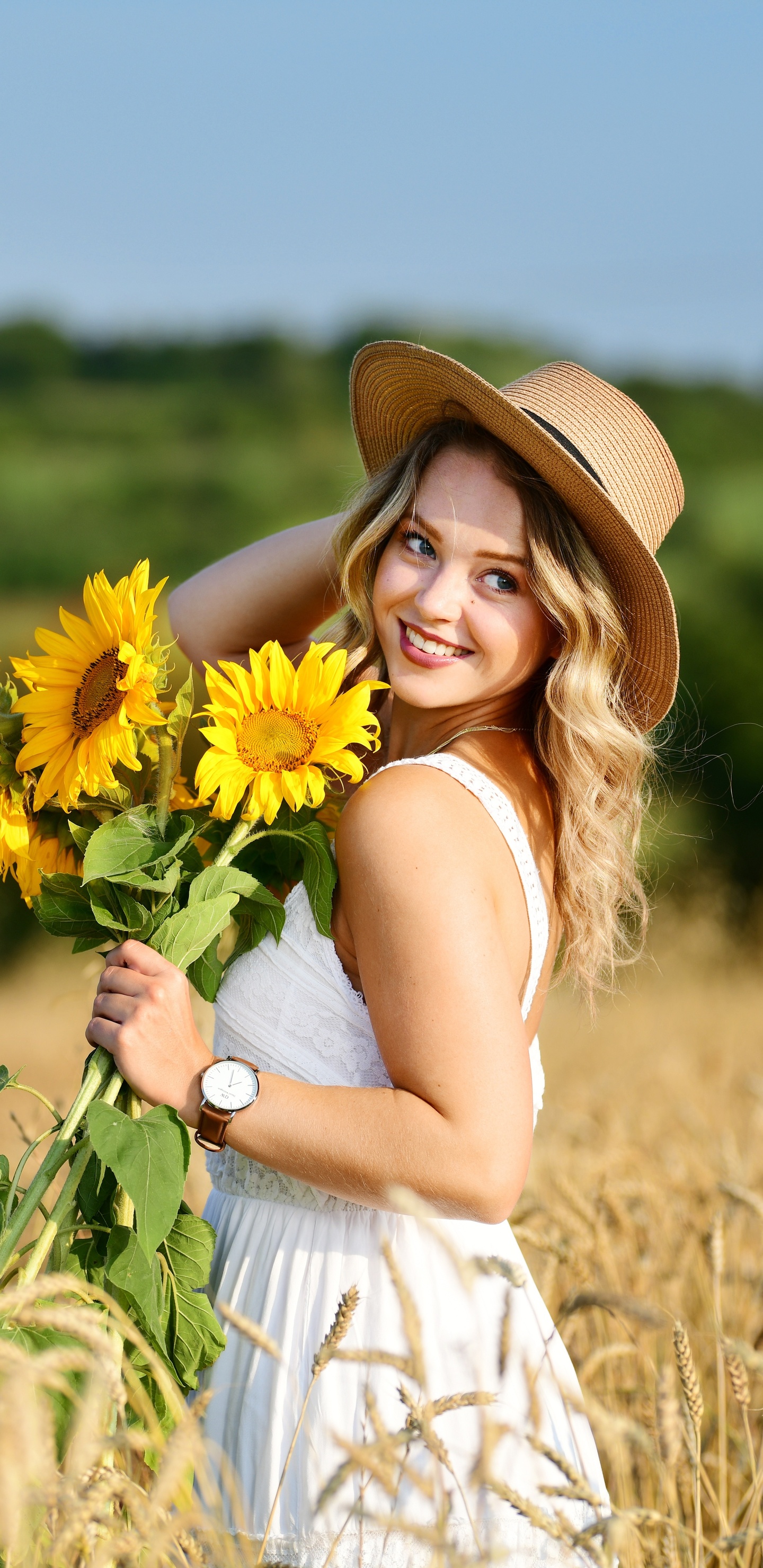Girl In Field With Flowers Sunny Day 8k Samsung Galaxy Note 9, 8, S9, S8, SQHD HD 4k Wallpaper, Image, Background, Photo and Picture