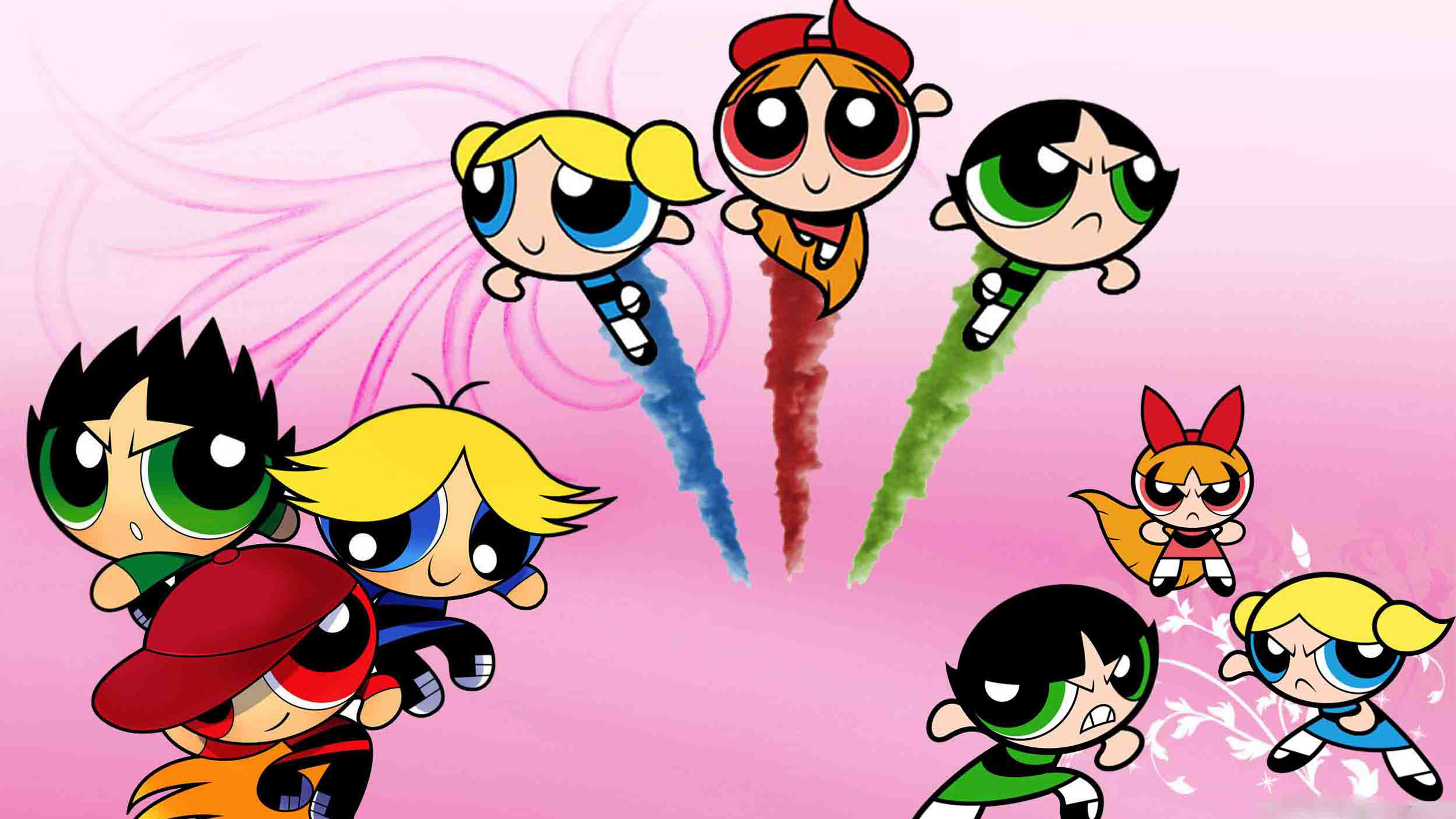 The Powerpuff Girls Blossom, Bubbles and Buttercup Are Flying High HD Anime Wallpaper