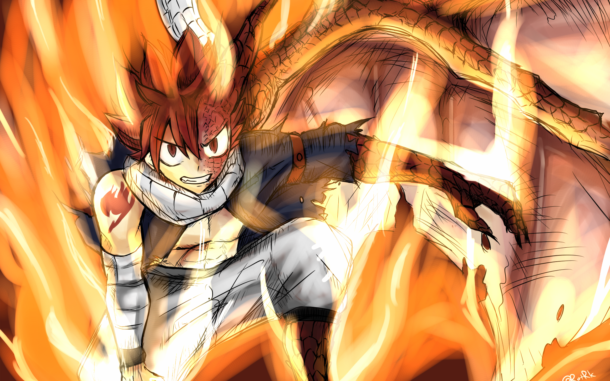 Natsu Dragneel, Fairy Tail, Flames, Dragon - Нацу Фейри Тейл