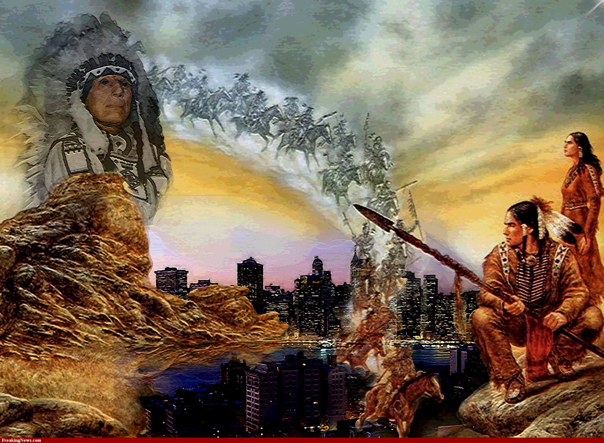 free native american wallpaper, painting, mythology, art, prophet, landscape