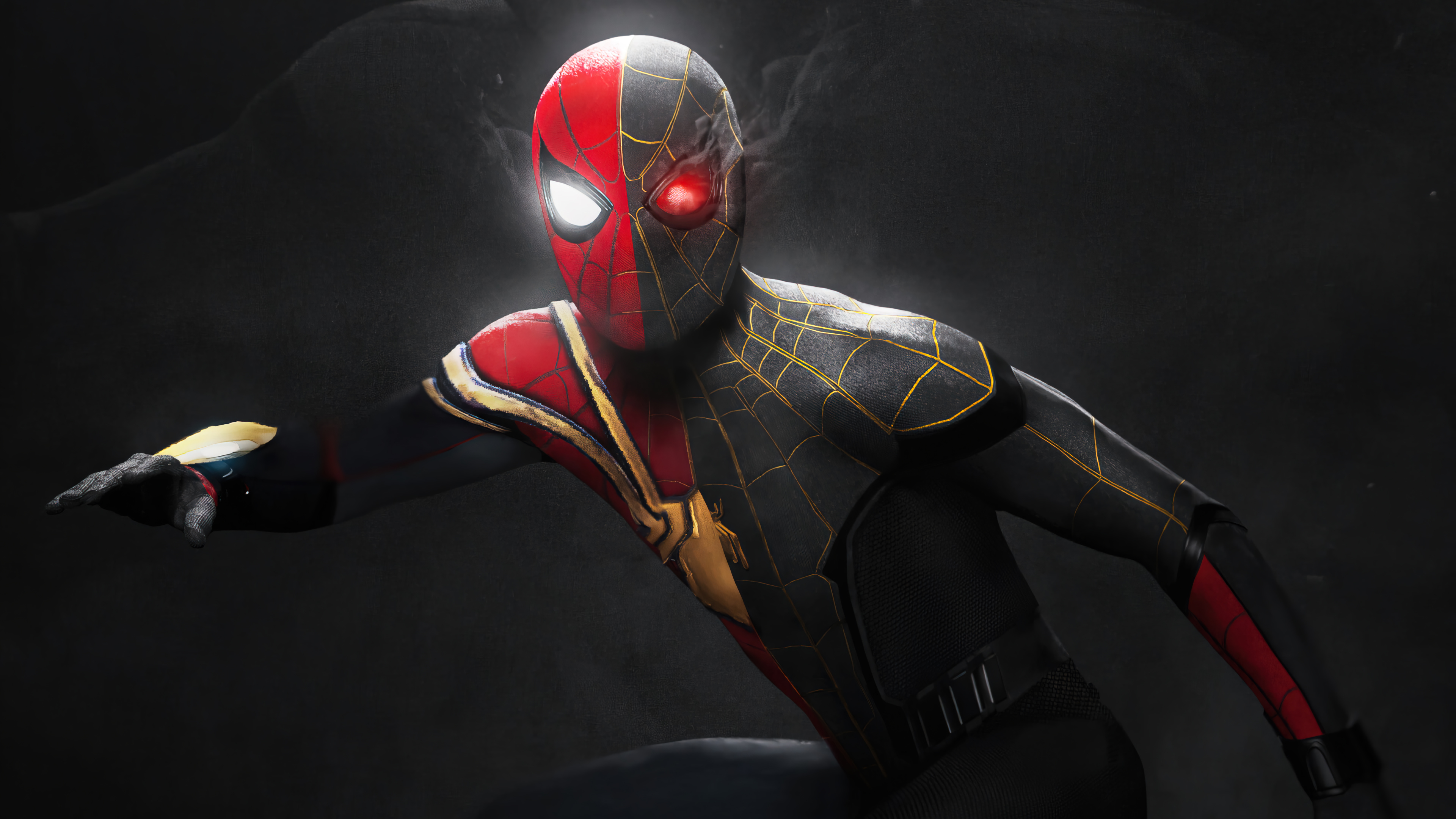 Black and gold suit in Spider Man: No way home Wallpaper 4k Ultra HD