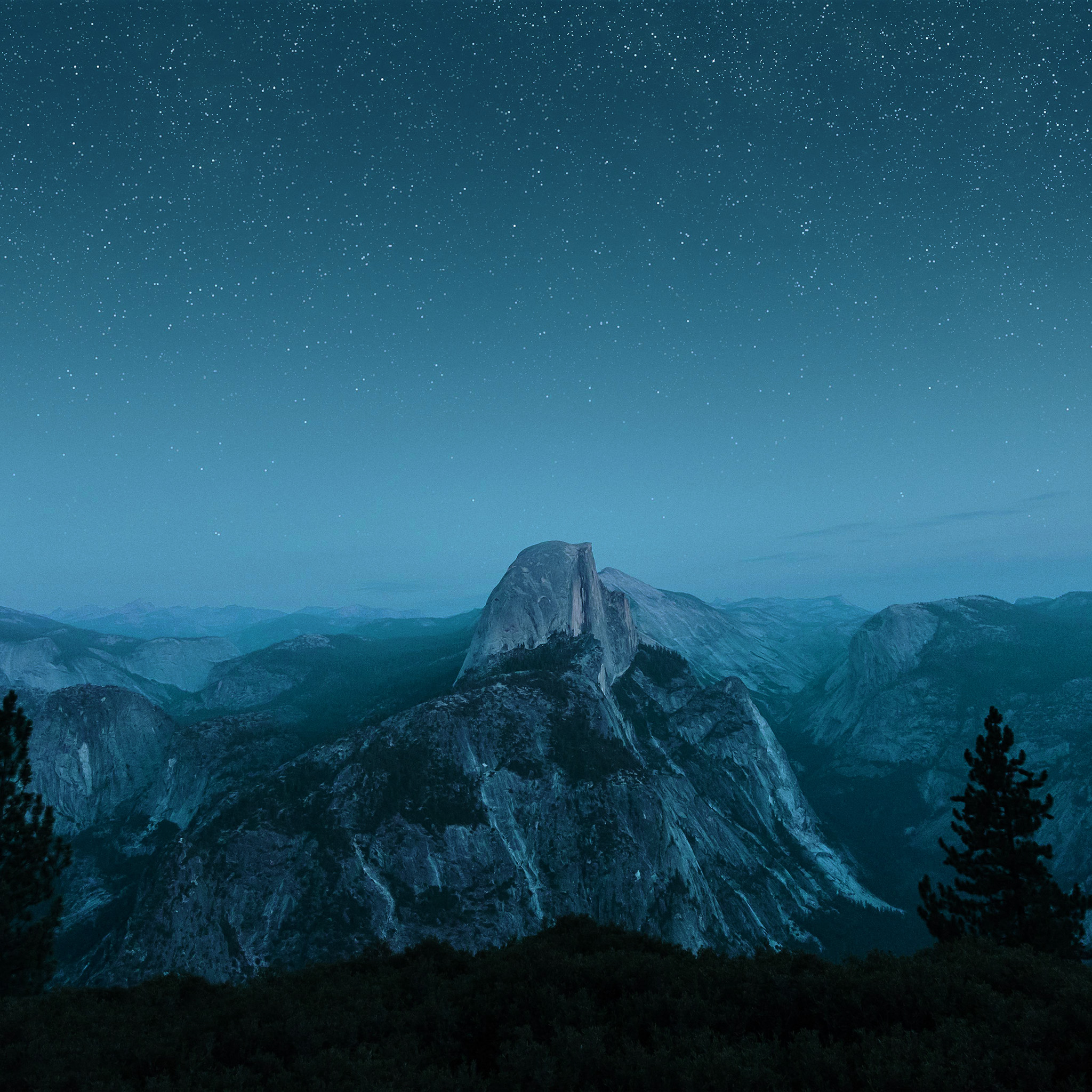 Starry Night Light Blue Summer Mountain Nature Awesome Wallpaper