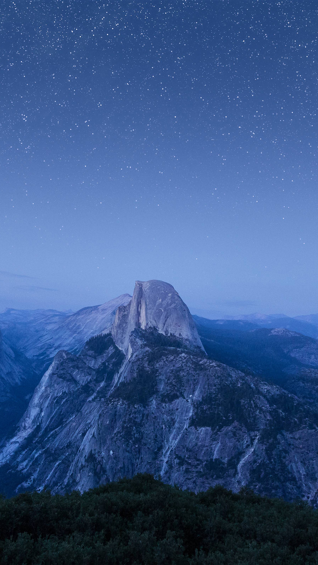 Starry Night Blue Summer Mountain Nature Awesome Android National Park, Half Dome