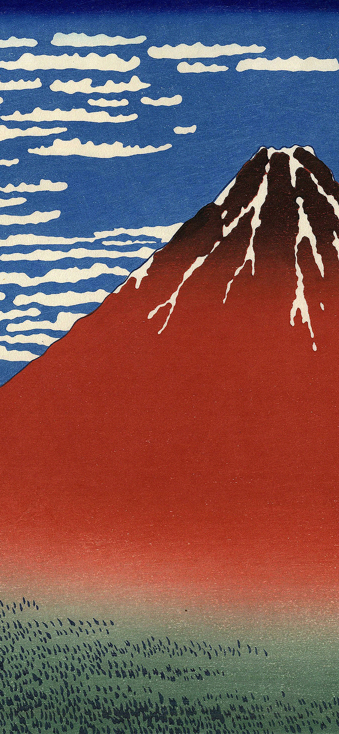 Red Fuji Mountain Hokusai Illust Art