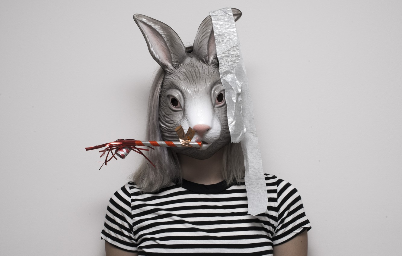 Wallpaper girl, hare, rabbit, mask image for desktop, section настроения