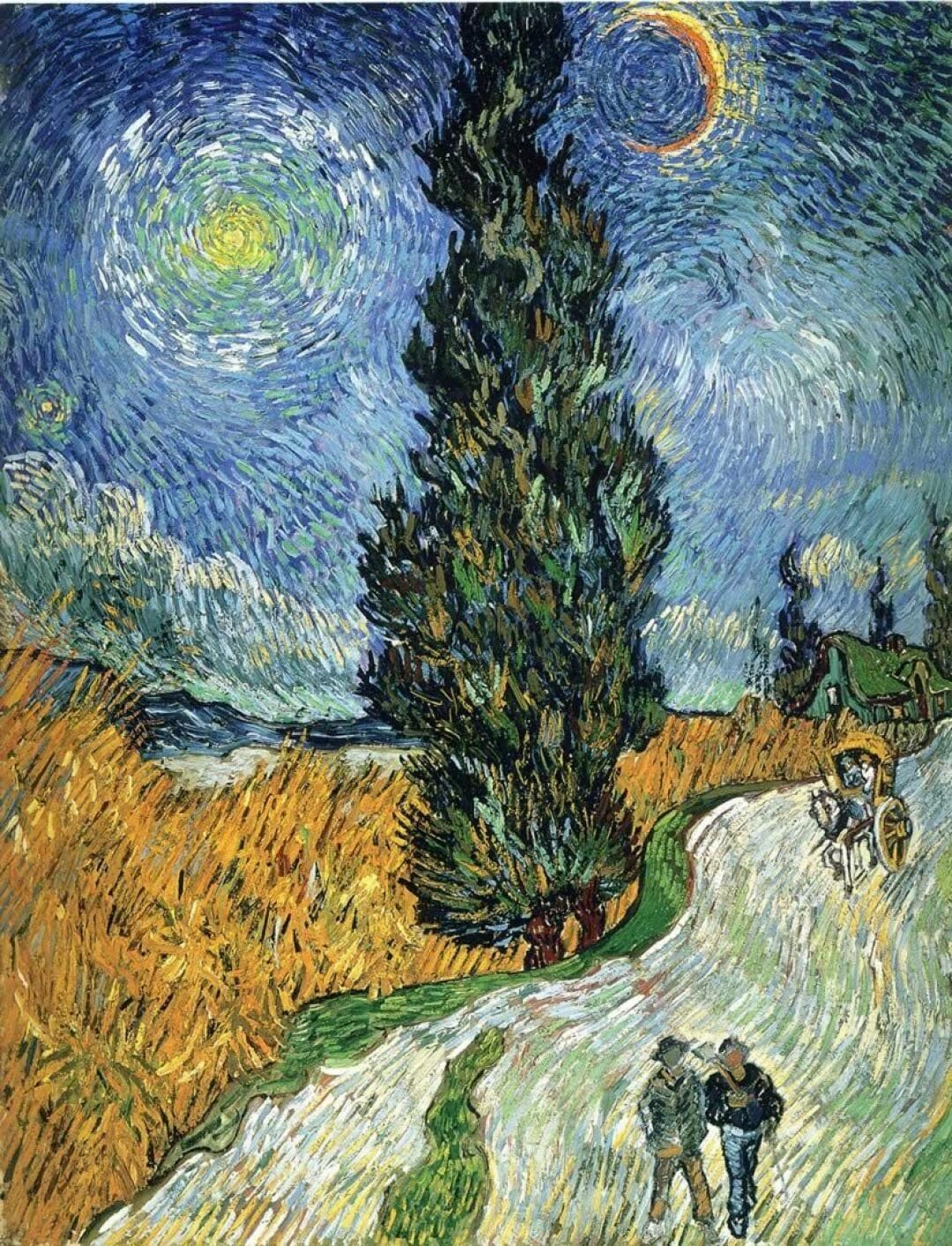 Vincent Van Gogh Cypress Against A Starry Sky. Painting Inspiration / iPhone HD Wallpaper Background Download HD Wallpaper (Desktop Background / Android / iPhone) (1080p, 4k) (1080x1414) (2022)