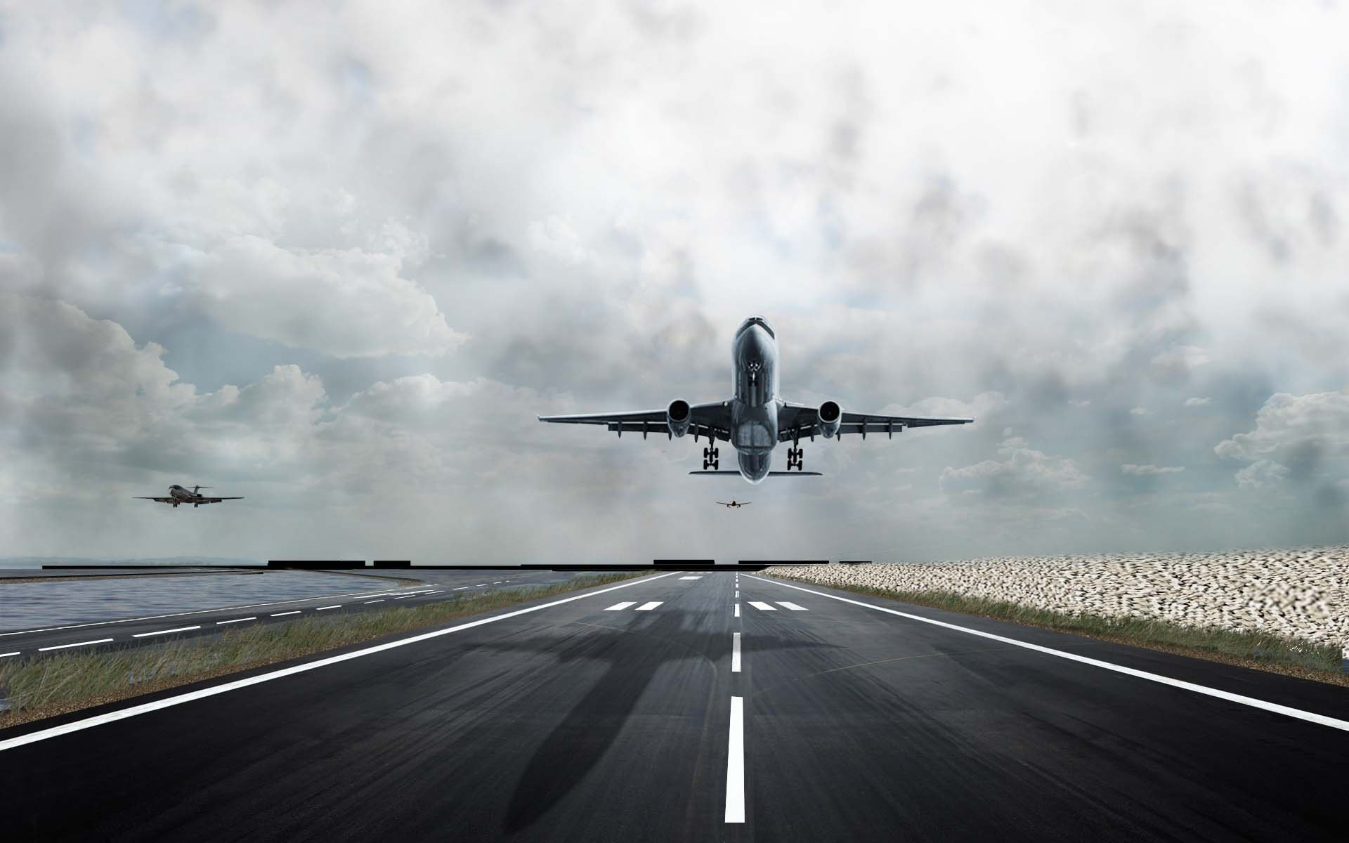 Free photo: Airport Runway, Clouds, Runway