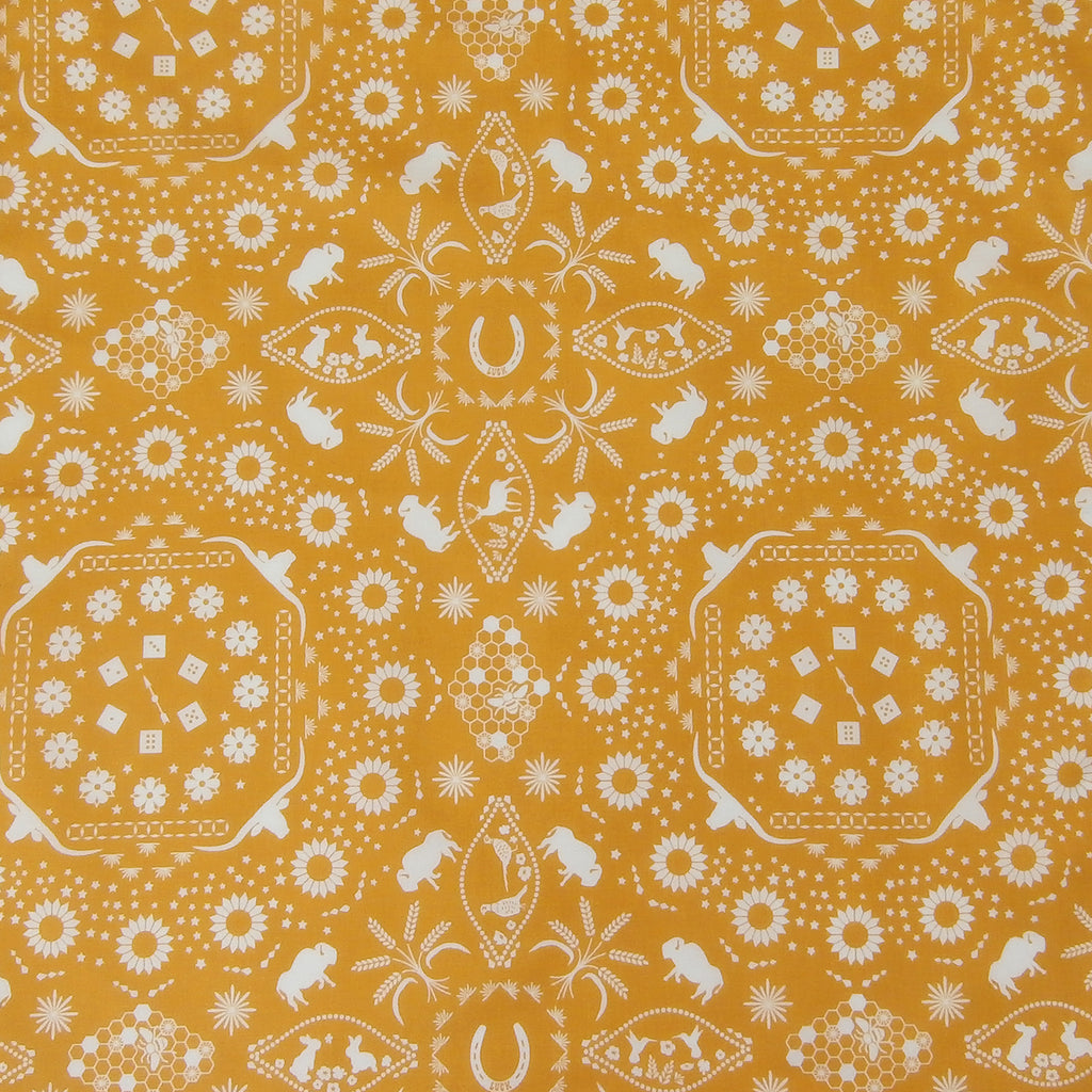 Rockmount Bison Print Western Cotton Bandana in Yellow