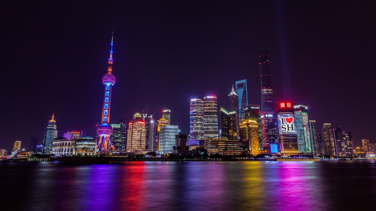 Building China City Light Night Shanghai Skyscraper wallpaperx1152