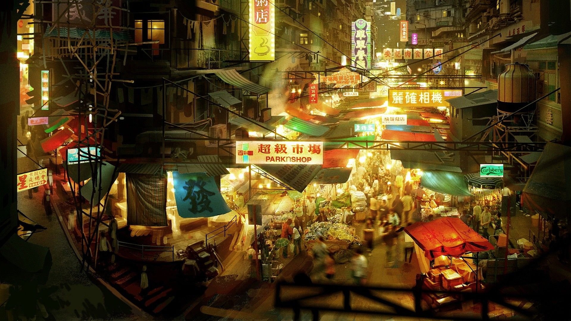 Asian Night Street Wallpaper HD