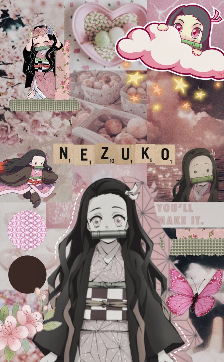 Kimetsu no Yaiba Nezuko Aesthetic Collage Wallpaper. Anime wallpaper phone, Pink wallpaper anime, Cute anime wallpaper