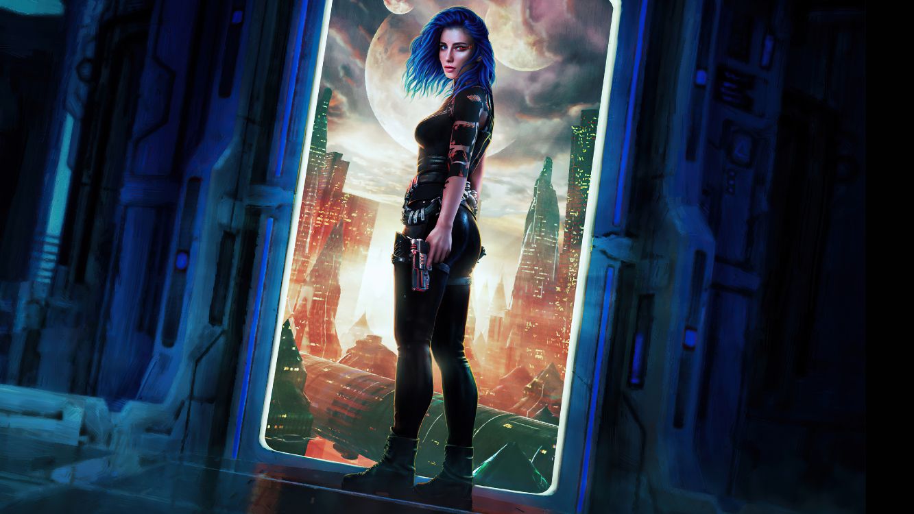 Wallpaper Sci fi Woman Warrior, Science Fiction, Fantasy, Art, Fiction, Background Free Image