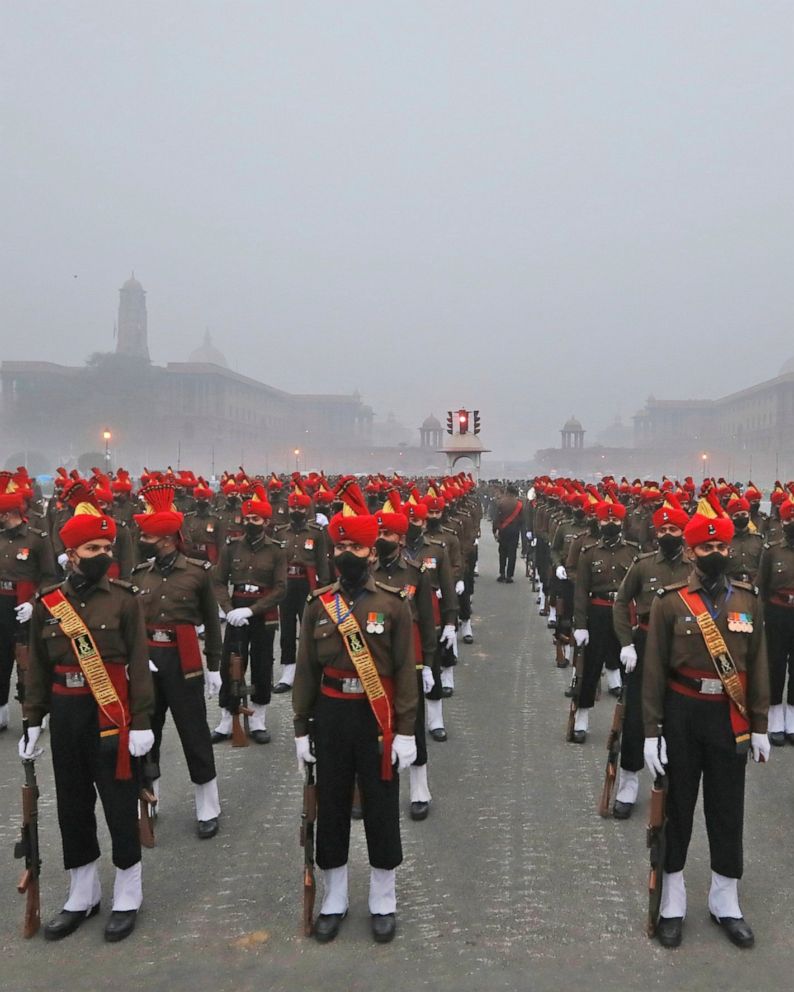 AP PHOTOS: Marchers rehearse for India's Republic Day parade