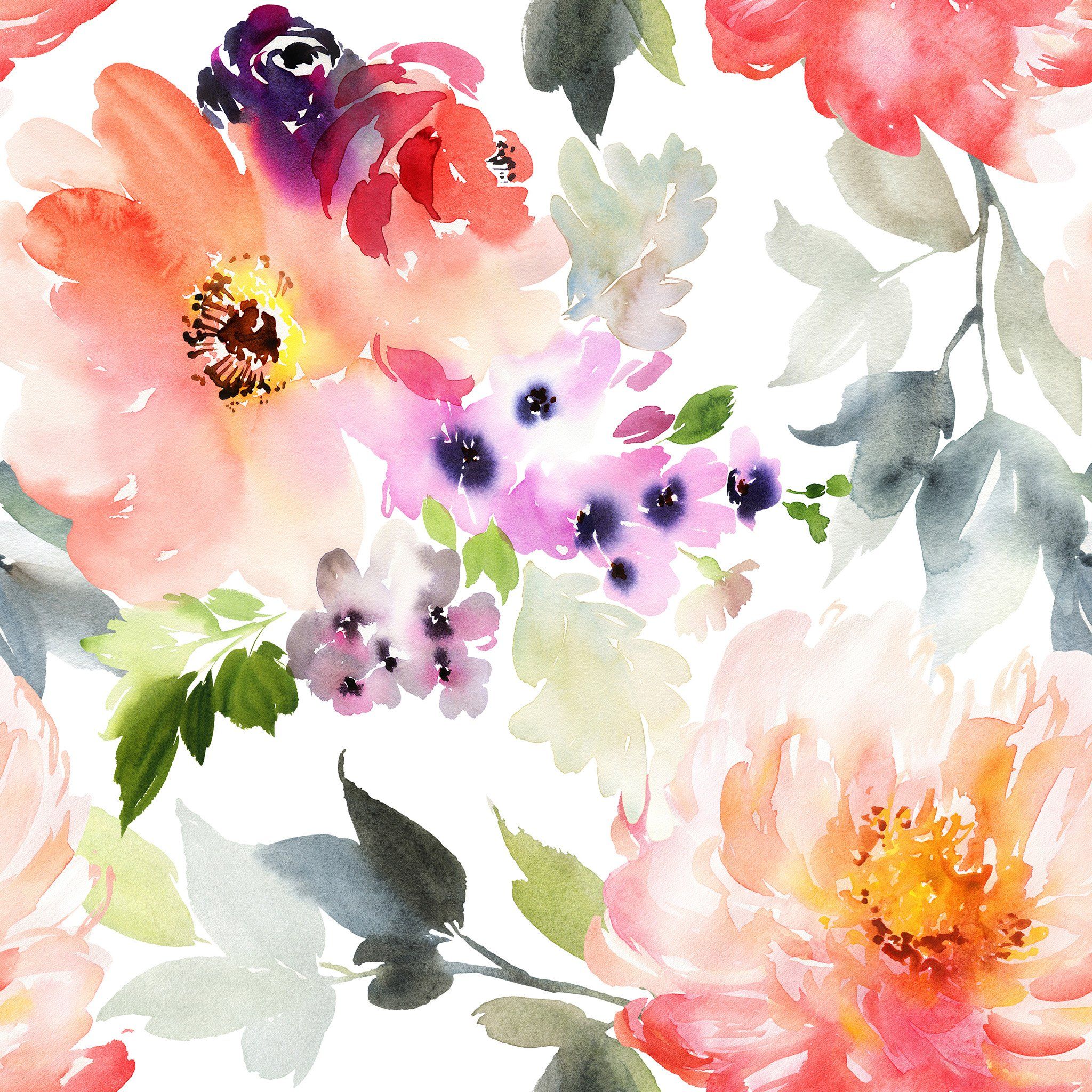 Watercolor Summer Flowers Wallpapers - Wallpaper Cave