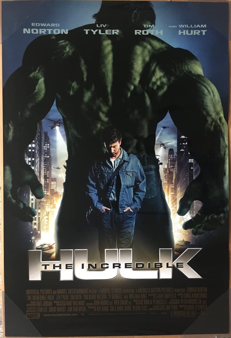 THE INCREDIBLE HULK MOVIE POSTER 2 Sided ORIGINAL 27x40 EDWARD NORTON, Home & Kitchen