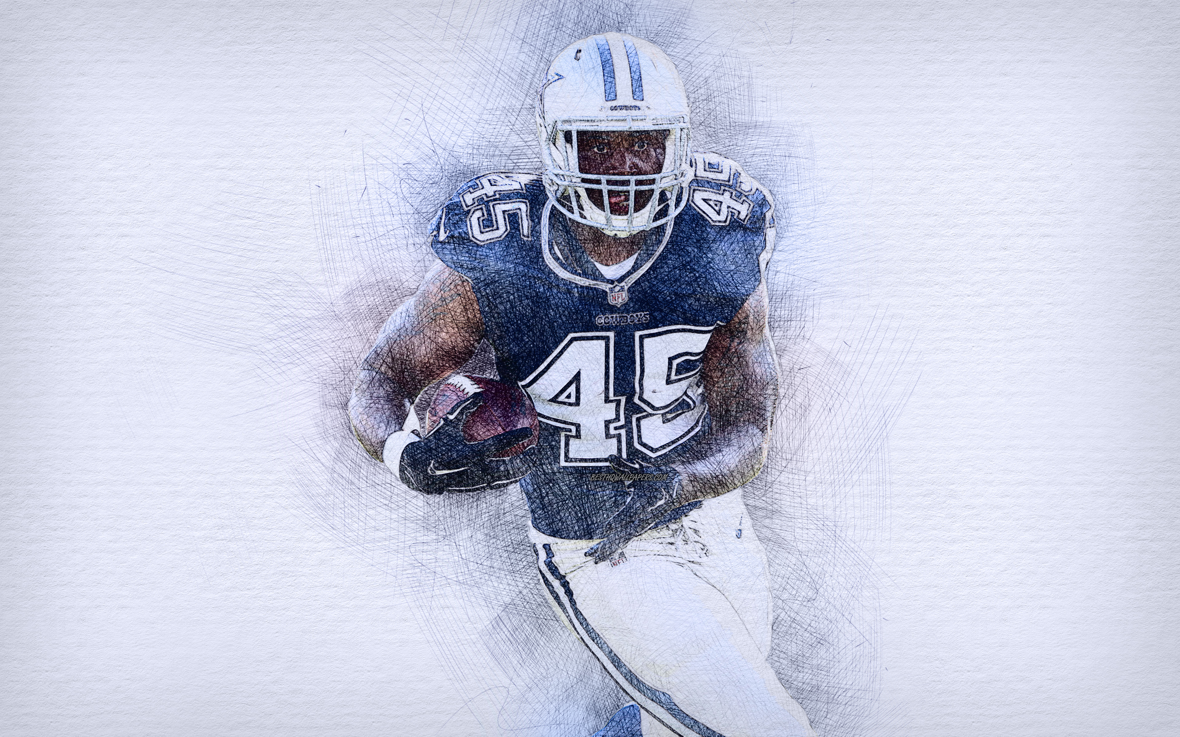 Download wallpaper Rod Smith, 4k, artwork, running back, american football, Dallas Cowboys, NFL, drawing Rod Smith, National Football League for desktop with resolution 3840x2400. High Quality HD picture wallpaper
