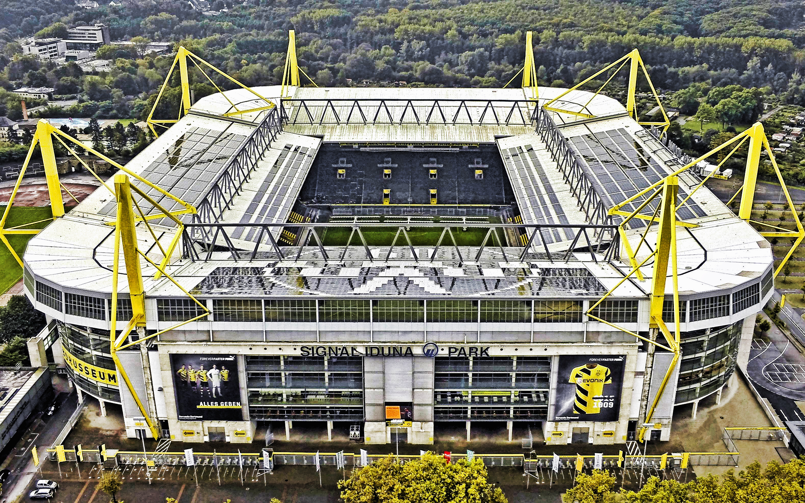 Download wallpaper Signal Iduna Park, Westfalenstadion, German Football Stadium, Borussia Dortmund Stadium, BVB, Dortmund, Germany, sports arenas, stadiums for desktop with resolution 2560x1600. High Quality HD picture wallpaper