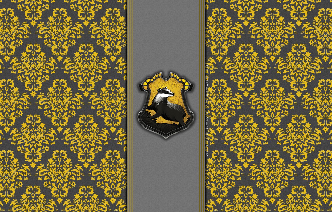 Wallpaper pattern, Harry Potter, Hogwarts, badger, wallpaper, Hufflepuff, Puffenduya, Hogwarts House, badget, by theladyavatar image for desktop, section минимализм