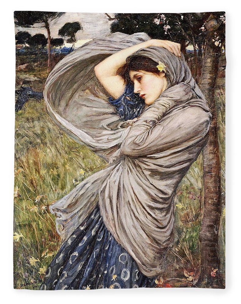 Boreas Fleece Blanket by John William Waterhouse