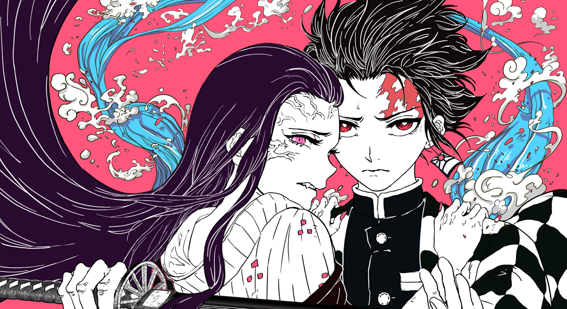 Tanjiro and Nezuko Wallpaper 2560 x 1440 animated on Wallpaper Engine. Image by Ze_Ro that I found on pixiv