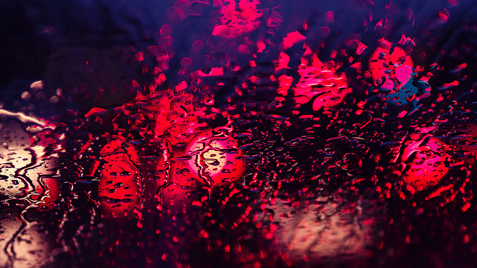 red, Lights, Rain, Water on glass, Water drops Wallpaper HD / Desktop and Mobile Background