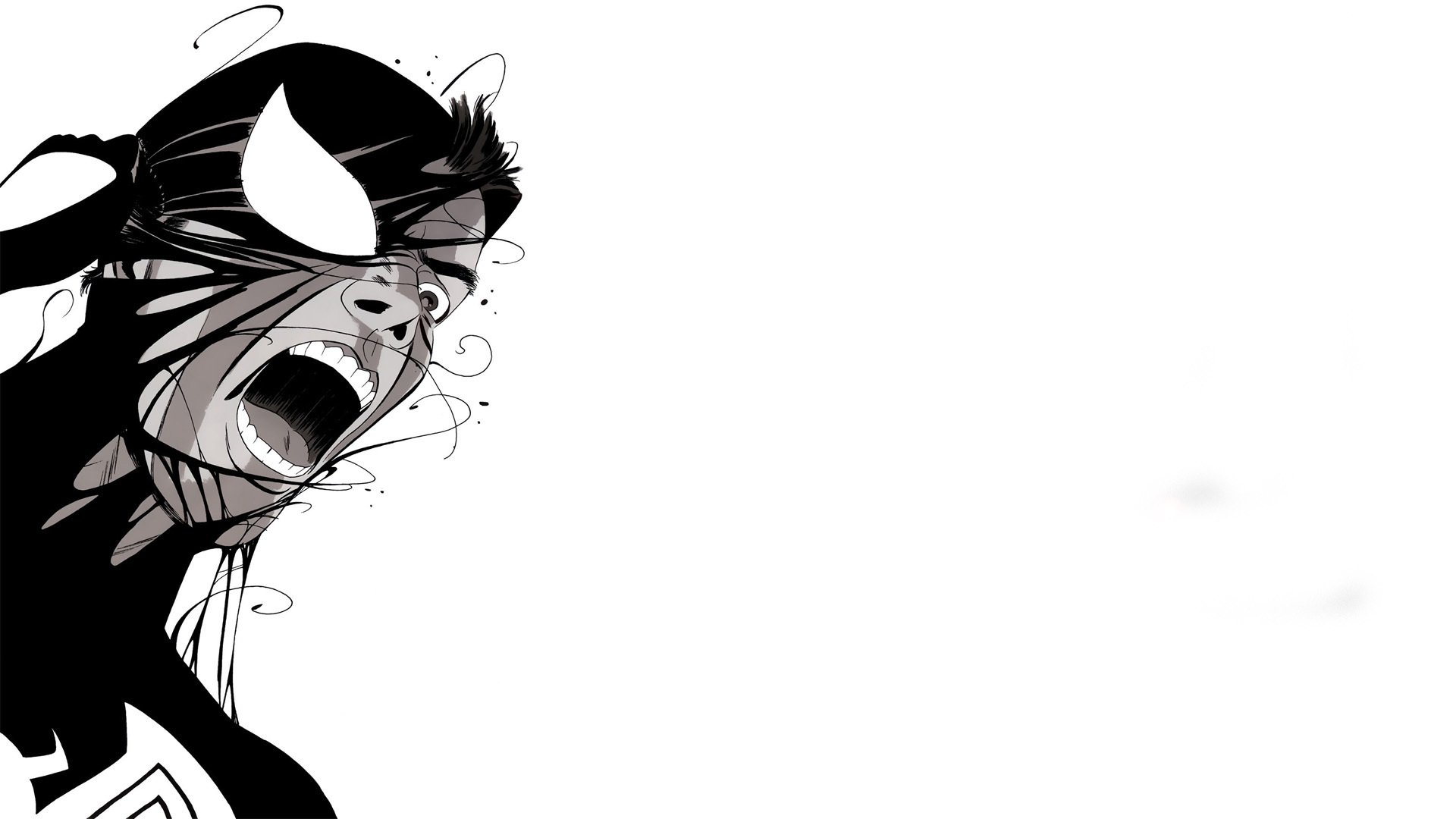 Download Wallpaper Face, White Background, Black And White, Comic, Marvel Comics, Spider Man, Venom, Venom, Peter Parker, Peter Parker, Spider Man, Marvel, Symbiote, Symbiote, Section Fantasy In Resolution 1920x1080