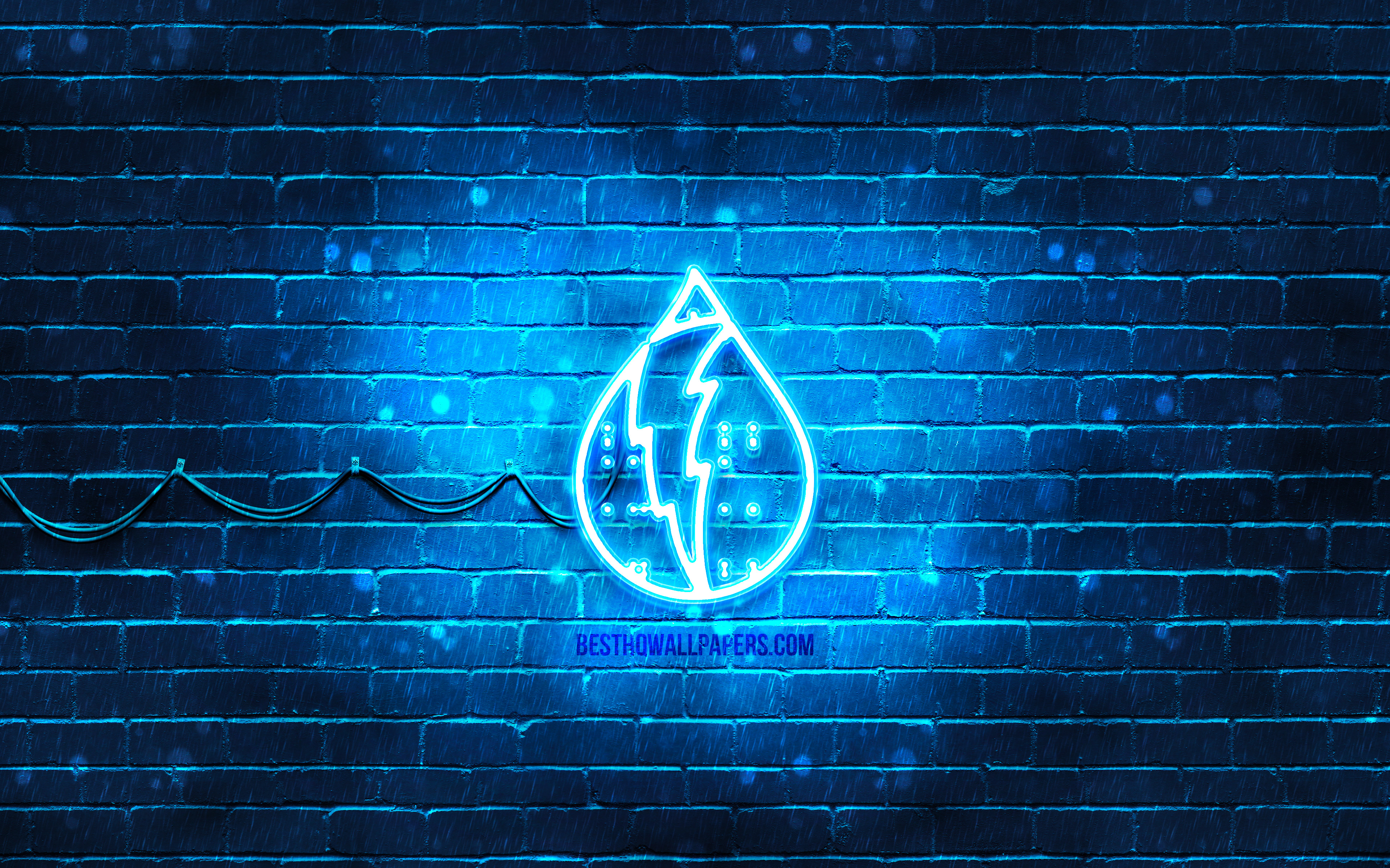Download wallpaper Hydropower neon icon, 4k, blue background, neon symbols, Hydropower, neon icons, Hydropower sign, nature signs, Hydropower icon, nature icons for desktop with resolution 3840x2400. High Quality HD picture wallpaper