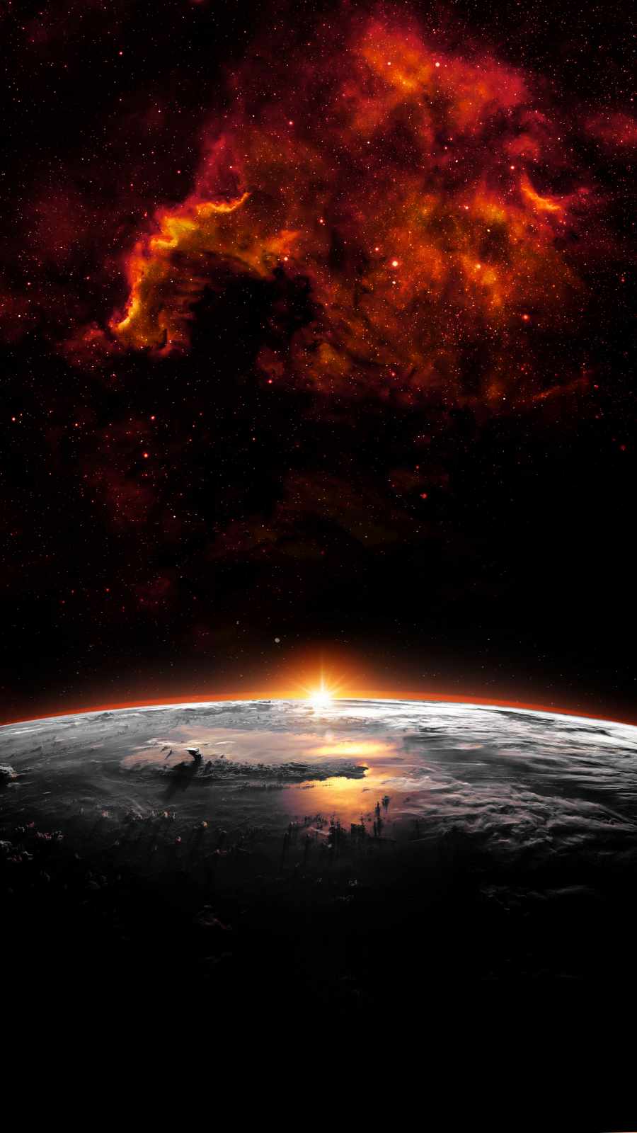 Red Nebula Space Earth IPhone Wallpaper Wallpaper, iPhone Wallpaper