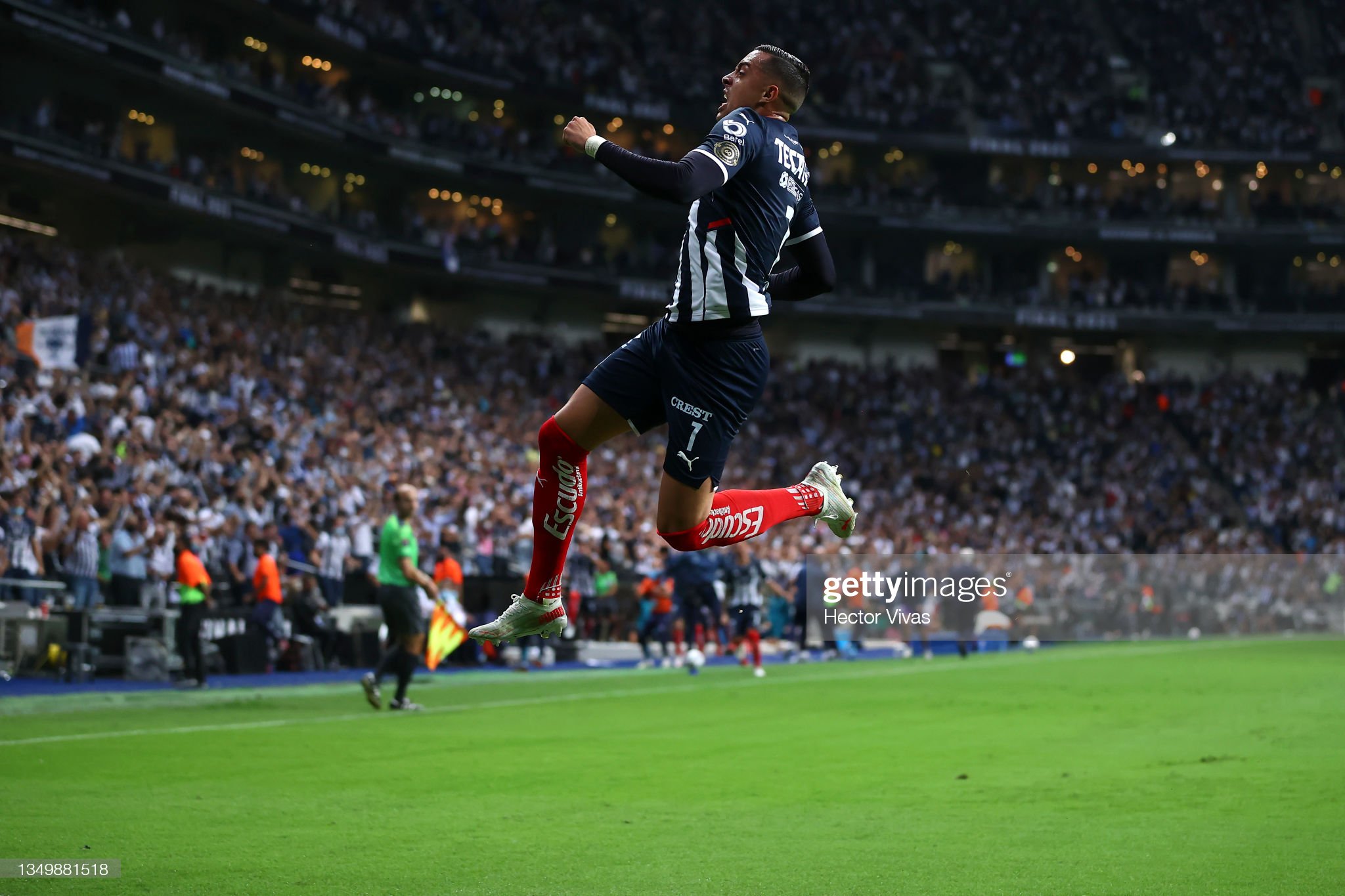 Rogelio Funes Mori of Monterrey celebrates after scoring the first. News Photo