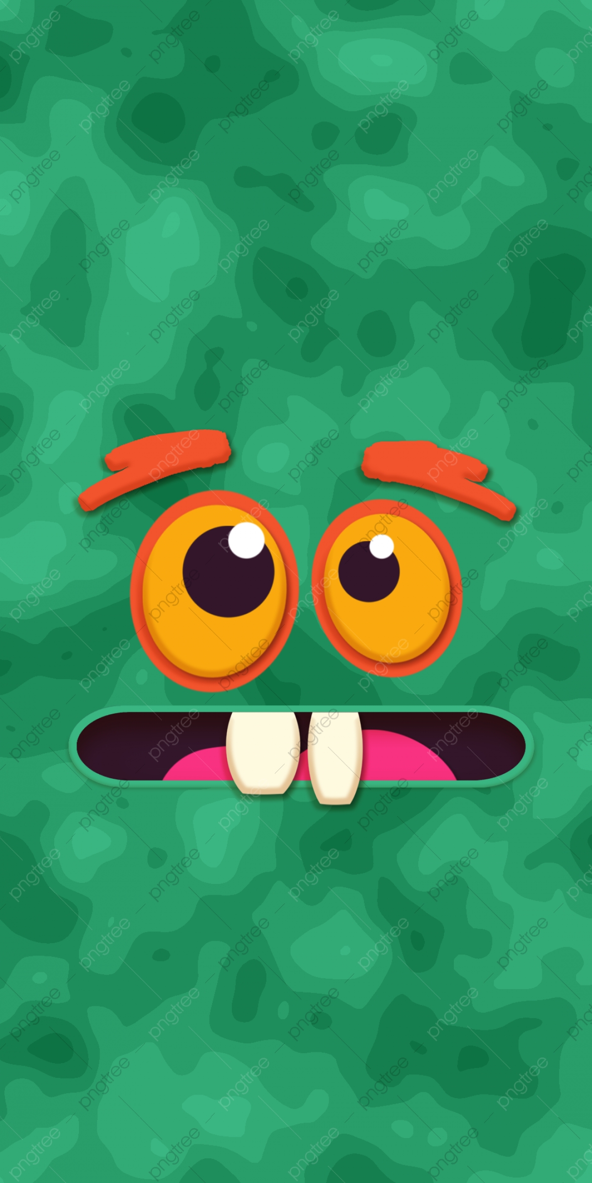 Cartoon Cute Monster Face Background, Cartoon, Monster Face, Green Background Image for Free Download