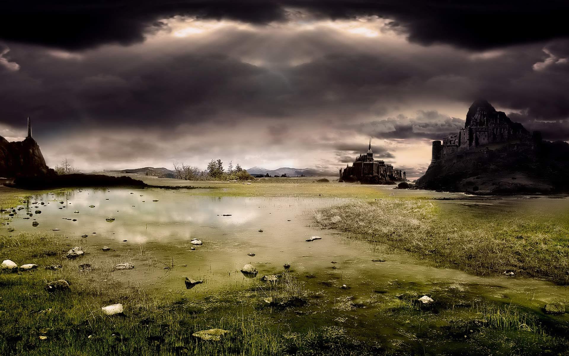 Dark Castle Wallpaper Landscape Nature Wallpaper In Landscape Fantasy Art