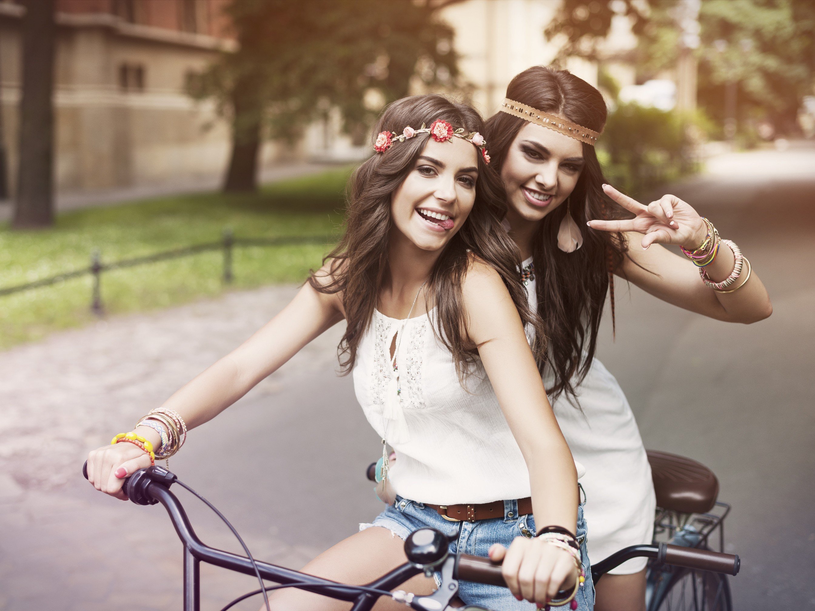 Girls on Cycle, HD Girls, 4k Wallpaper, Image, Background, Photo and Picture
